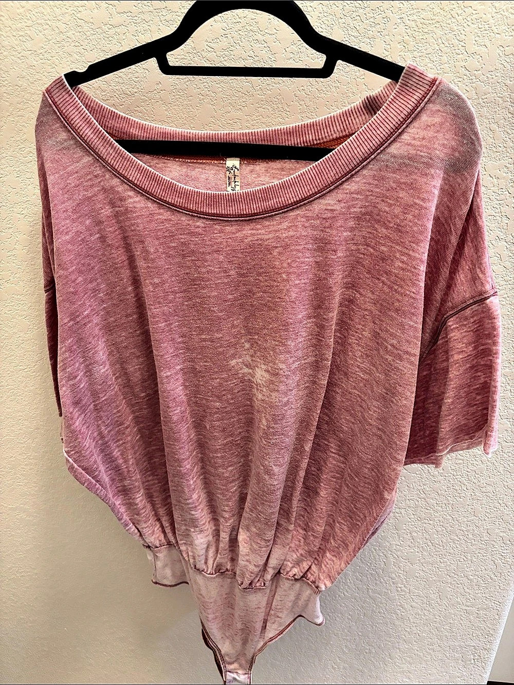Free People Pink Draped Short Sleeve Bodysuit